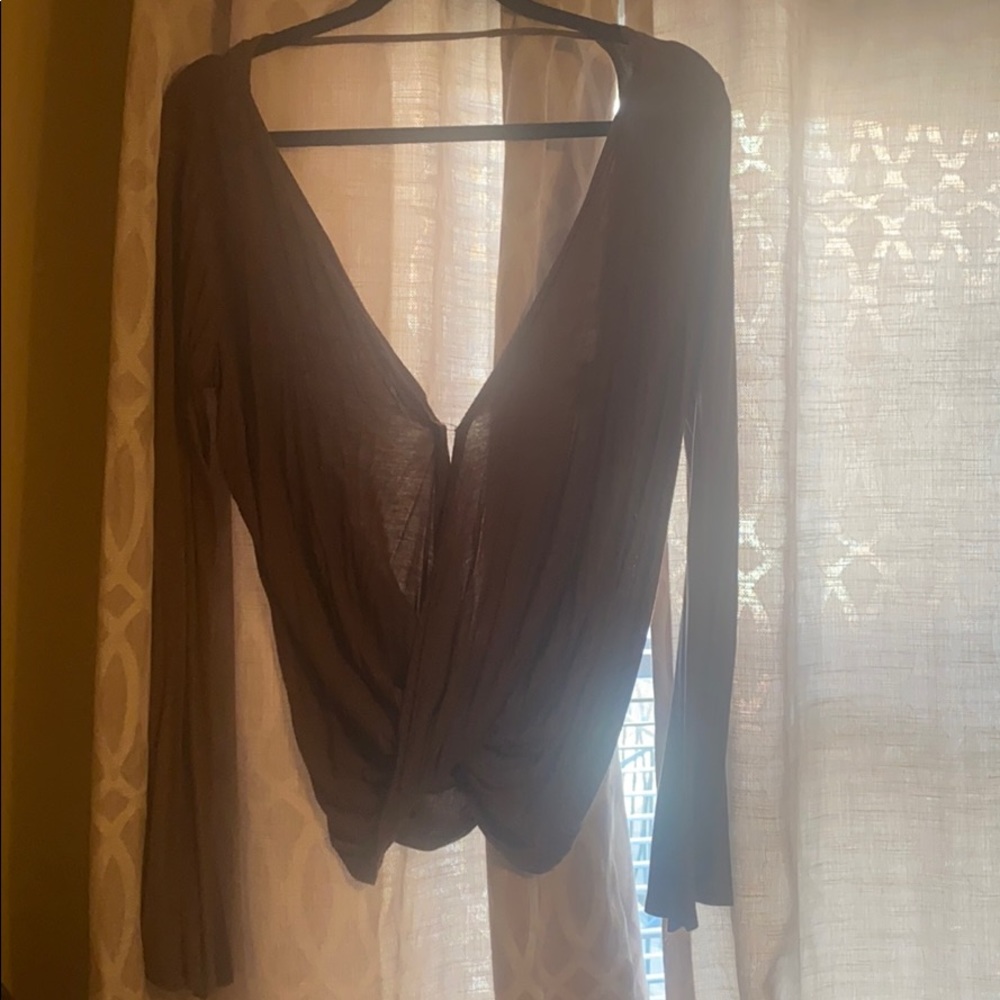 Draped backless long sleeve top